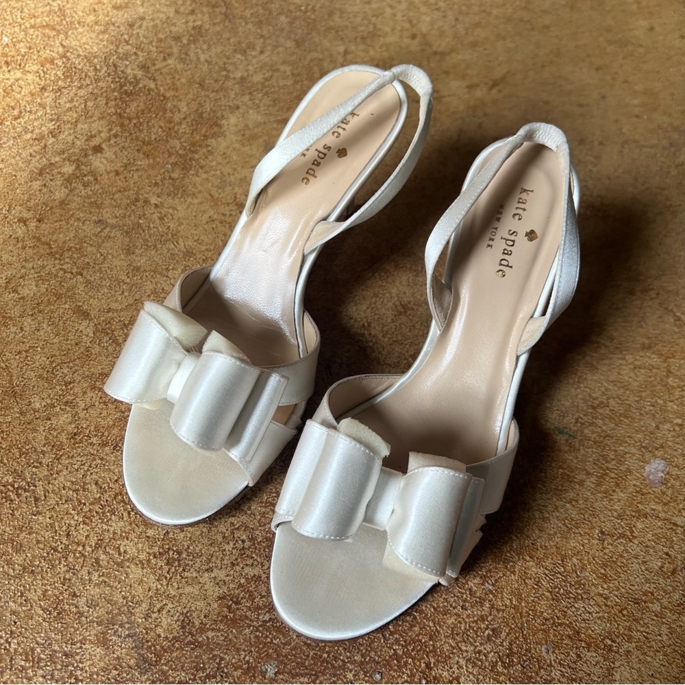 Kate Spade White Satin Bow Heels Bridal